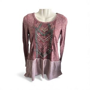 Maurices Long Sleeve Top - Mauve and Gray